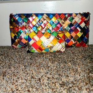Vintage candy wrapper made clutch and coin purse
